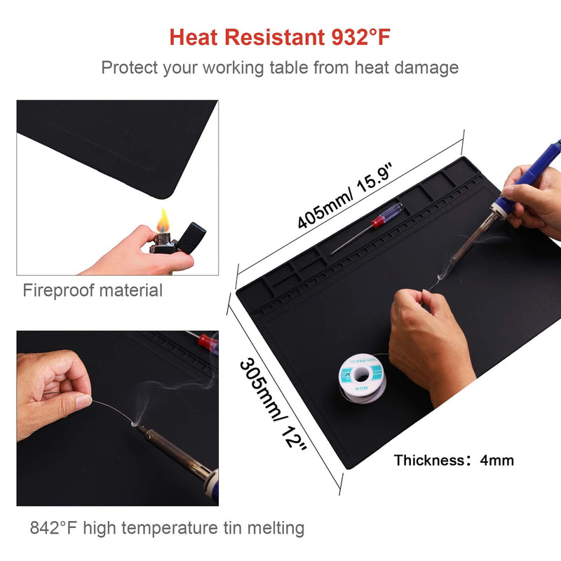 Anti Static Mat, HPFIX ESD Mat Heat Resistant with Grounding Wire and ESD Wristband, Silicone Repair Mat for Computer, PC Building, Eelectronics