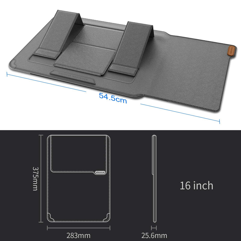 Nillkin 15.6 inch Laptop Sleeve Case Laptop Stand Adjustable, Computer Shock Resistant Bag with Mouse Pad for MacBook Pro 16"/15" 15.6" Dell Lenovo HP Asus Acer Samsung Sony Chromebook Computer, Gray