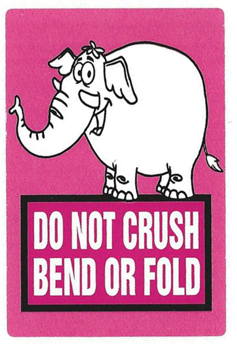 Pink Elephant"Do Not Crush Bend or Fold" Stickers - 3" by 2" - 500ct