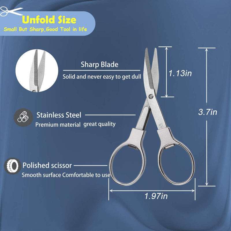 2Pcs Folding Scissors,Safe Portable Travel Scissors,Stainless Steel Telescopic Cutter Used for Home Office, Safety Portable Travel Trip Scissors Non-hangable Scissors