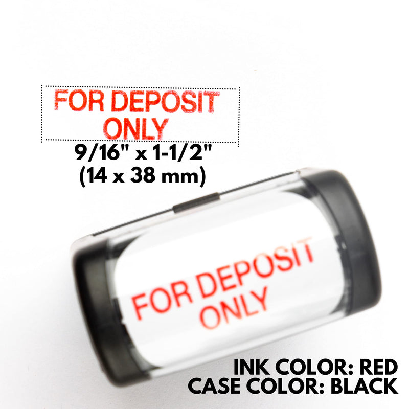 Self Inking Rubber Stamp, Refillable Red Ink Preinstalled - (9/16" x 1-1/2") (for Deposit ONLY) FOR DEPOSIT ONLY