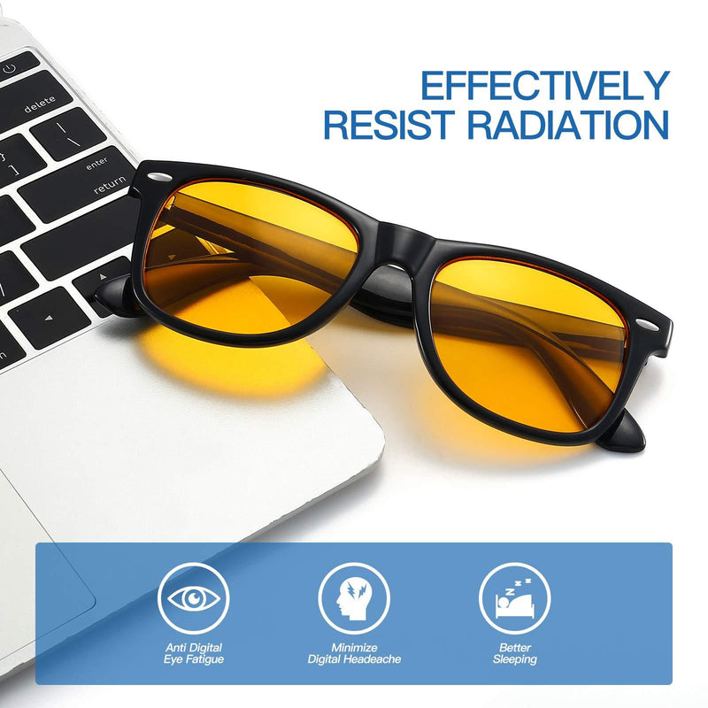 Gysnail Blue Light Blocking Computer Glasses Men/Women, Eye Fatigue Relieve & Better Sleep Yellow