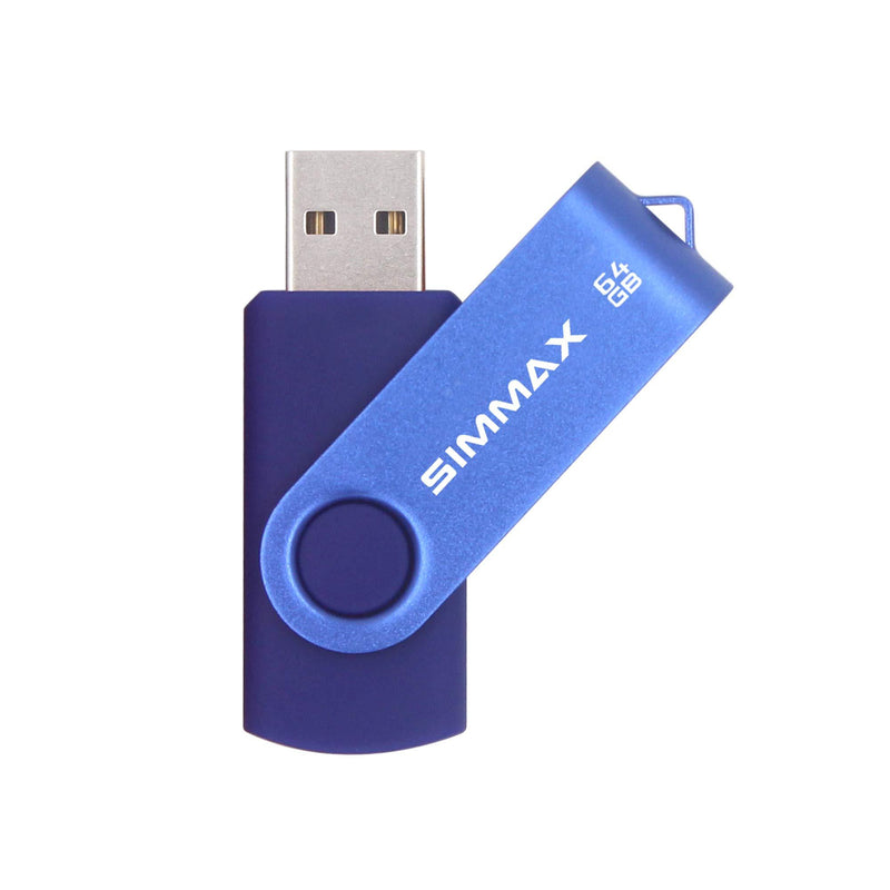 SIMMAX 3 Pack 64GB Memory Stick USB 2.0 Flash Drives Swivel Thumb Drive Pen Drive (64GB Pink Blue Green) 3Pack 64GB Swivel-Pink Blue Green