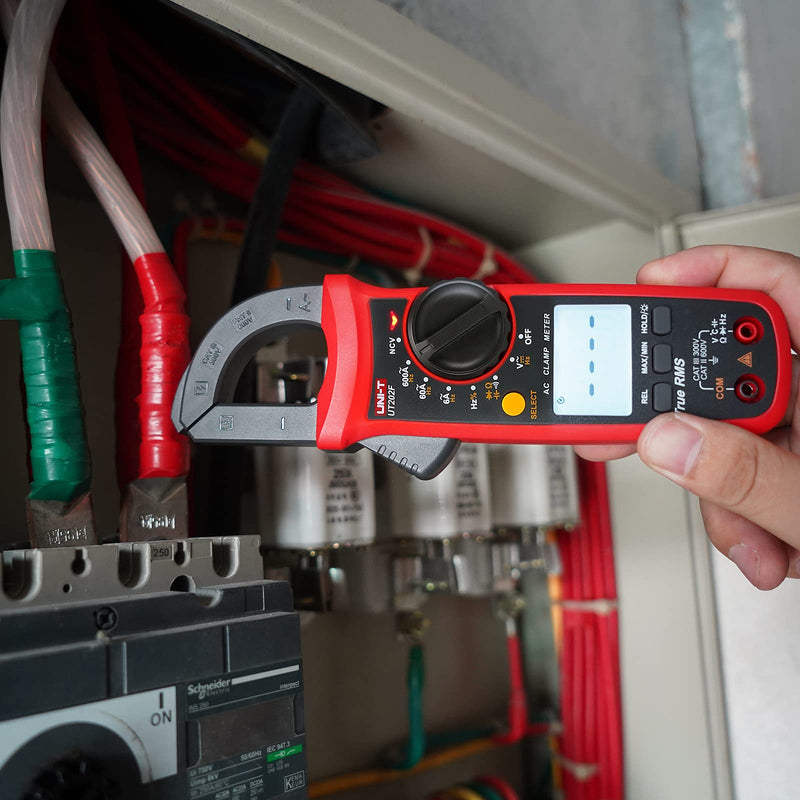 UNI-T UT202F Digital Clamp Meter AC Current TRMS Volt Ohm Amp Meter HVAC Clamp On Multimeter Auto Ranging 6000Counts AC Current Frequency NCV DC AC Voltage Frequency Resistance Continuity Diode Tester