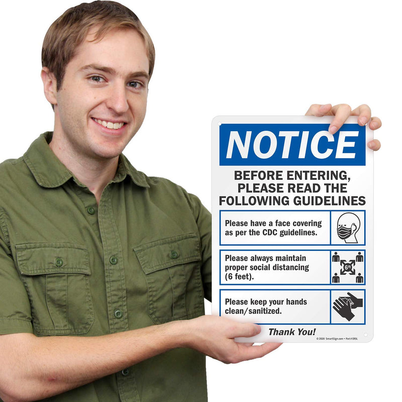 SmartSign “Notice - Before Entering, Please Read The Guidelines” Sign | 10" x 14" Plastic