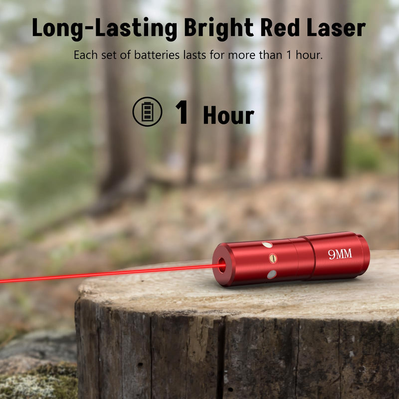 MidTen Bore Sighting Laser 223 5.56mm/ 9mm/12 Gauge Laser Bore Sighter with Extra Batteries Red