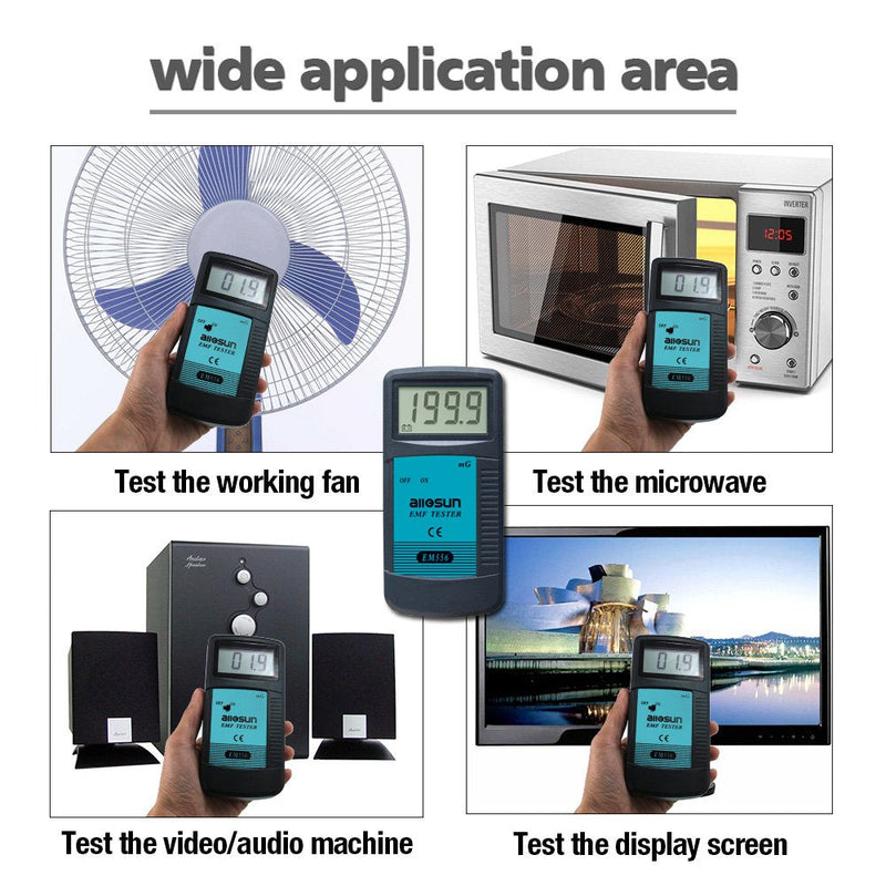 allsun Digital EMF Tester Electromagnetic Radiation Meter Electromagnetic Field Wave Detector Magnitude Detector Handheld LCD Household Dosimeter