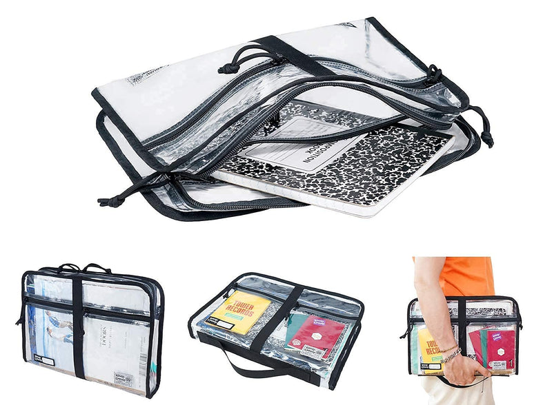 Rough Enough Clear Document Bag Pouch File Folders Organizer Art Portfolio Case Small for A4 Paper Notebook School Supplies for Teachers Black