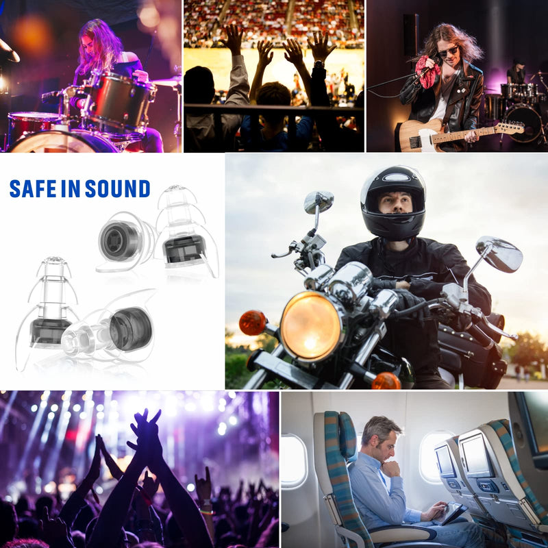 2 Pairs High Fidelity Concert Ear Plugs, Hearprotek Noise Reduction Music Earplugs, Hearing Protection for Musicians, Festival, DJ’s, Nightclub, Concerts, Drummers, Party, Motorcyclists (23db) Black