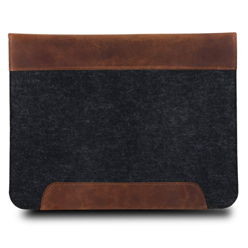 MegaGear Genuine Leather and Fleece MacBook Bag 13.3 & 14 Inch - Brown 13” & 14”