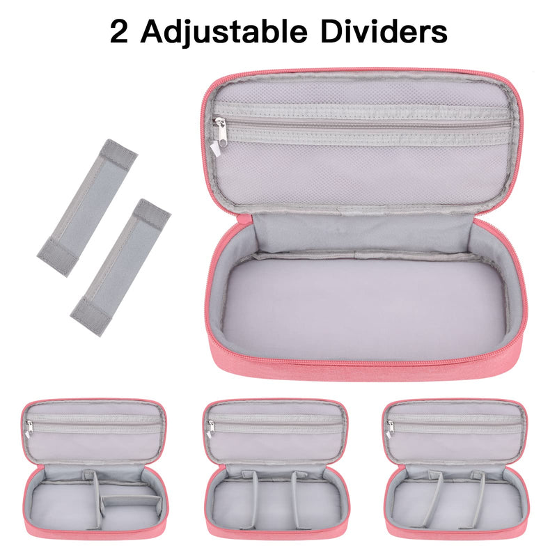 Travel Cord Organizer Case, Electronics Organizer Bag for Cable & Charger, External Power Bank, Portable Hard Drive (Pink) Large Pink-L