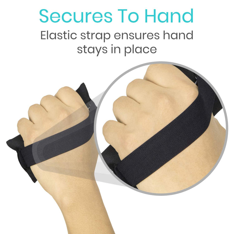 Vive Palm Grip Protector (3 Pack) - Hand and Finger Contracture Cushions - for Arthritis, Skin Breakdown, Exercise Strength - Comfortable Elastic Band Sized for Men and Women - Stroke Patient Rehab Black