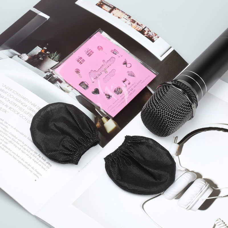 120pcs (60 pairs) Mic Covers Disposable Non-Woven, Individually Wrapped Mic Cover For Sanitary Mic Covers Disposable For Mic Microphone Windscreen & Pop Filters Black 120 pack-Black