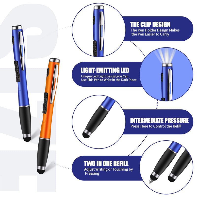 10 Pieces Stylus Pens with Light 2-in-1 Multi-Function Touch Screen Pens LED Light Pens Ballpoint Pens for Smartphones Tablets PC Pads Stylus Light Pens for Homes Offices Schools Writing in The Dark