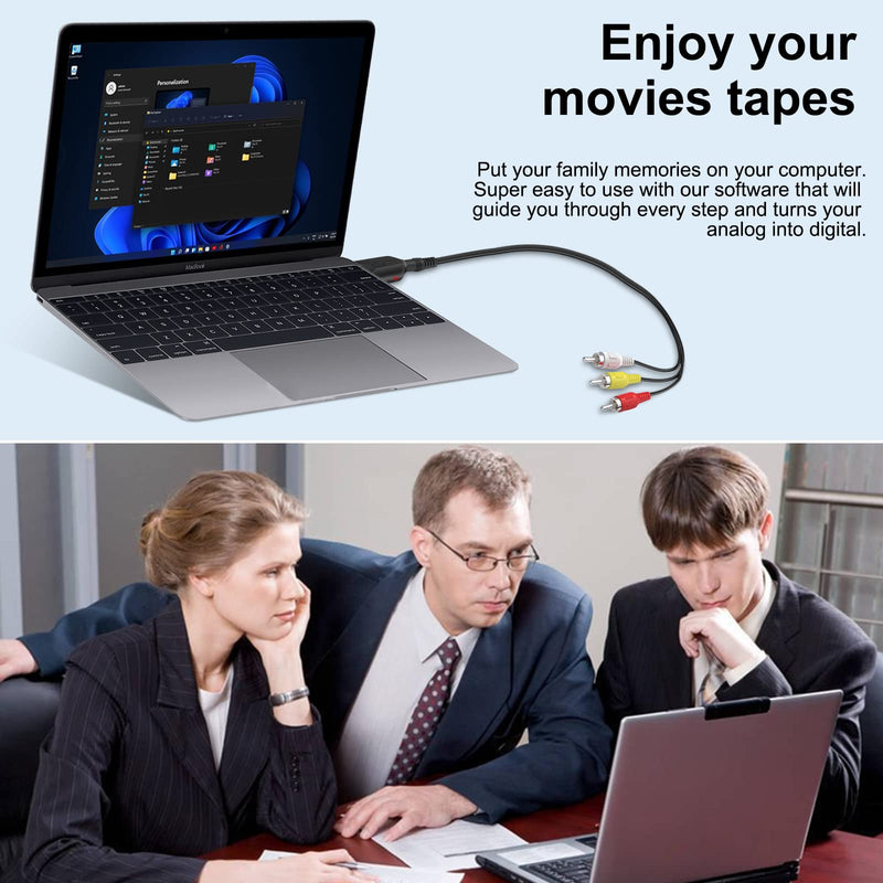 USB Audio Video Capture Card, Video Grabber VHS VCR TV to DVD Converter Capture Card Adapter for Windows
