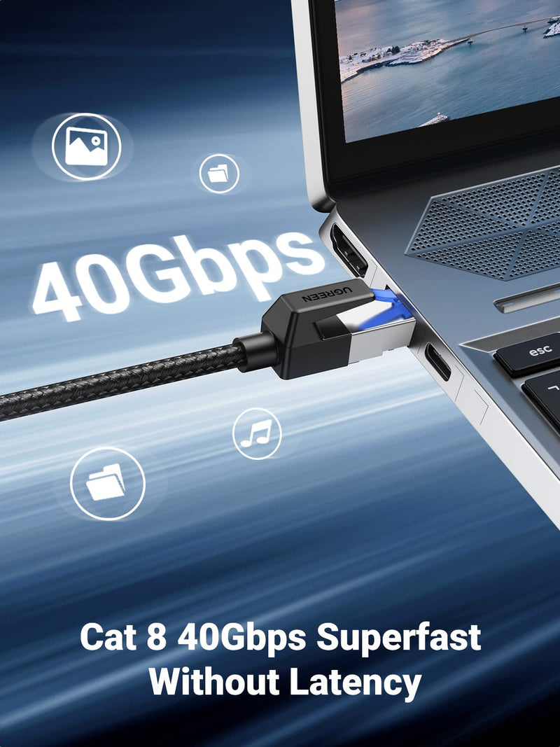 UGREEN Cat 8 Ethernet Cable High Speed Braided 40Gbps 2000Mhz Network Cord Cat8 RJ45 Shielded Indoor Heavy Duty LAN Cables Compatible for Gaming PC PS5 PS4 PS3 Xbox Modem Router 6FT