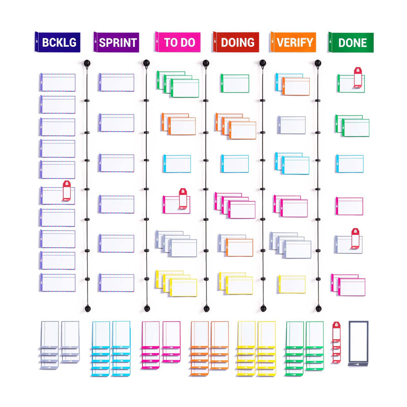 PATboard Column dividers - 5 Black PATlanes - Row Divider for Scrum kanban Board - Magnetic