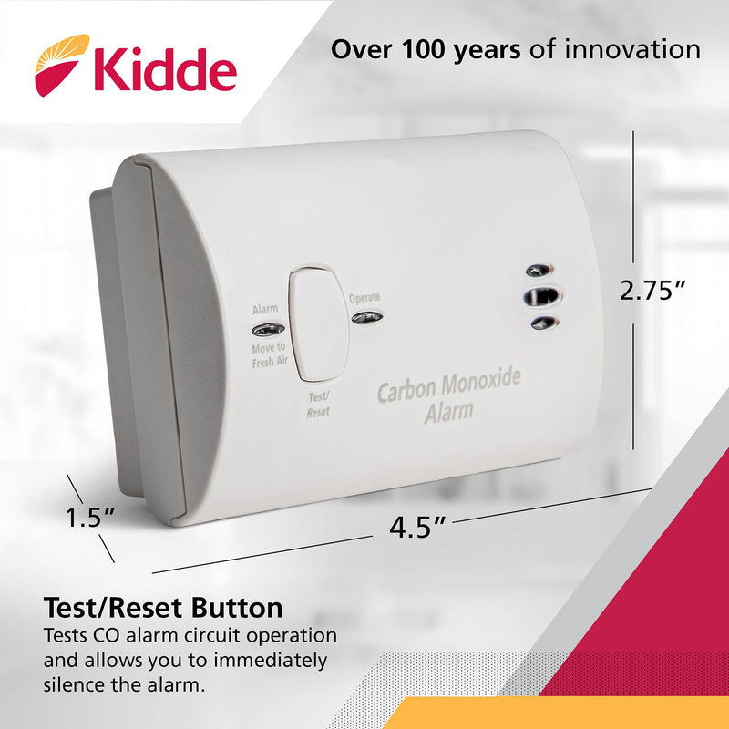 Kidde Carbon Monoxide Detector, Battery Powered with LED Lights, CO Alarm White