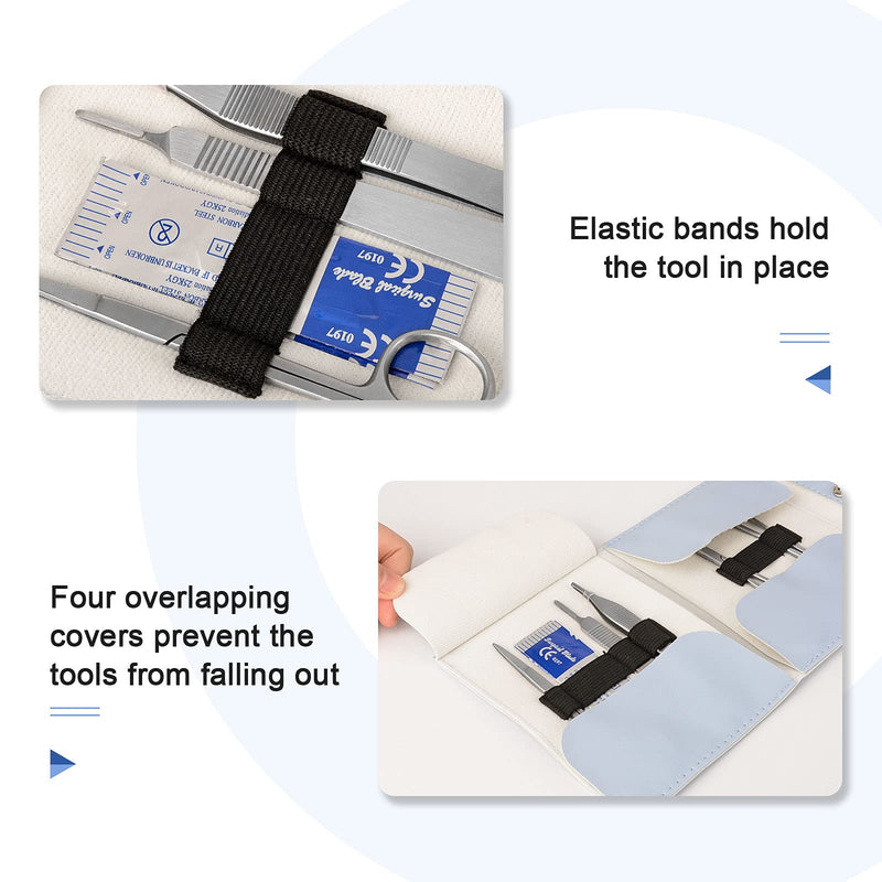 Ultrassist Suture Tool Kit Includes: Scissors, Adson Forceps, Needle Driver, Mosquito Forceps, Scalpel Handle; Complete Suture Instrument Kit for Educational Training - Blue Blue bag