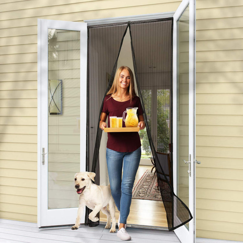 Flux Phenom Magnetic Screen Door - Keep Bugs Out, Let Cool Breeze In - Self Sealing Magnets, Heavy Duty Retractable Mesh Net Closure - Curtain Works With Pets, Sliding Door, Front Doors - 38 x 82 Inch