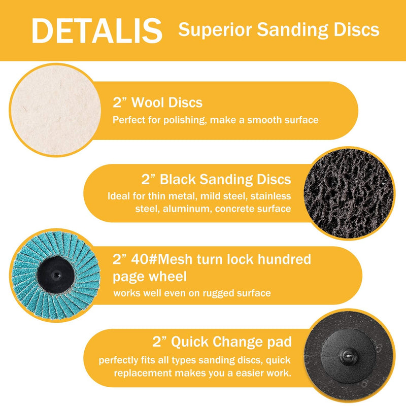 VIGRUE 80Pcs Sanding Discs Set, 2 Inches Quick Change Discs with 1/4 inch Holder, Surface Conditioning Discs for Die Grinder Surface Prep Grind Polish Burr Rust Paint Removal with Container