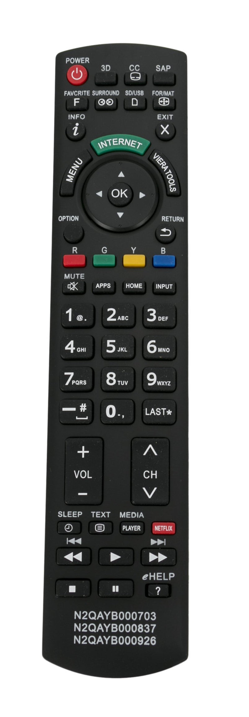 New N2QAYB000703 N2QAYB000837 N2QAYB000926 Remote Control fits for Panasonic TV TCL47WT50X TCL55DT50 TC-L55DT50 TCL55ET5 TC-L55ET5 TC-L55LE54 TCL55LE54 TCL55WT50 TC-L55WT50 TCP50GT50 TC-P50GT50