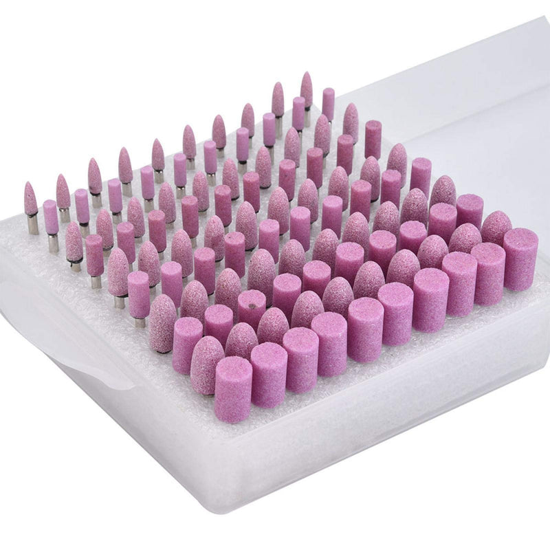 3mm Polishing Stone Head Set, 100PCS Grinding Polishing Head, Cylindrical and Warhead Shape, for Electric Angle Grinder(3mm-Pink) 3mm Pink