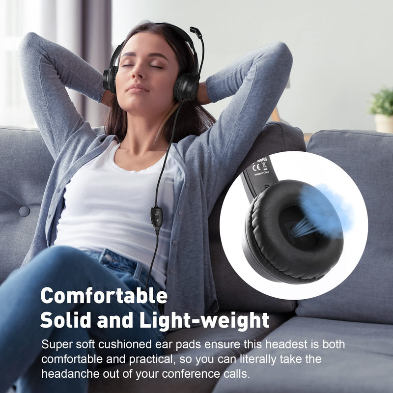 Headsets with Microphone for Laptop, 3.5mm Wired Computer Headset Super-Lightweight Noise Cancelling Headphones with in-line Control Volume & Mute, PC Headset Perfect for Classroom, Home or Office