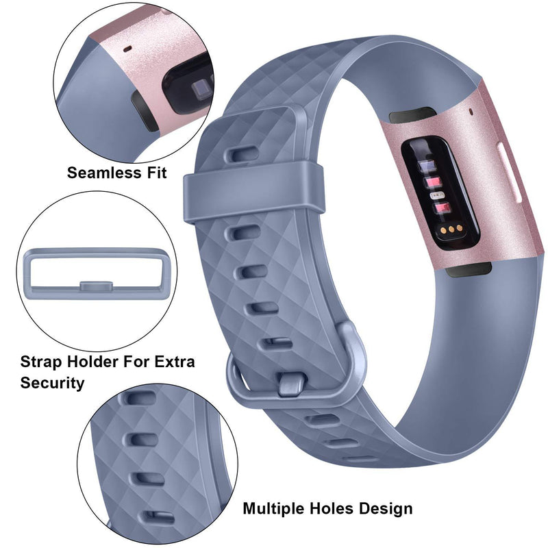 Pack 3 Silicone Bands for Fitbit Charge 4 / Fitbit Charge 3 / Charge 3 SE Replacement Wristbands for Women Men Small Large(Without Tracker) (Small: for 5.5"-7.1" Wrists, Black+Navy Blue+Slate Grey) Small: for 5.5"-7.1"wrists