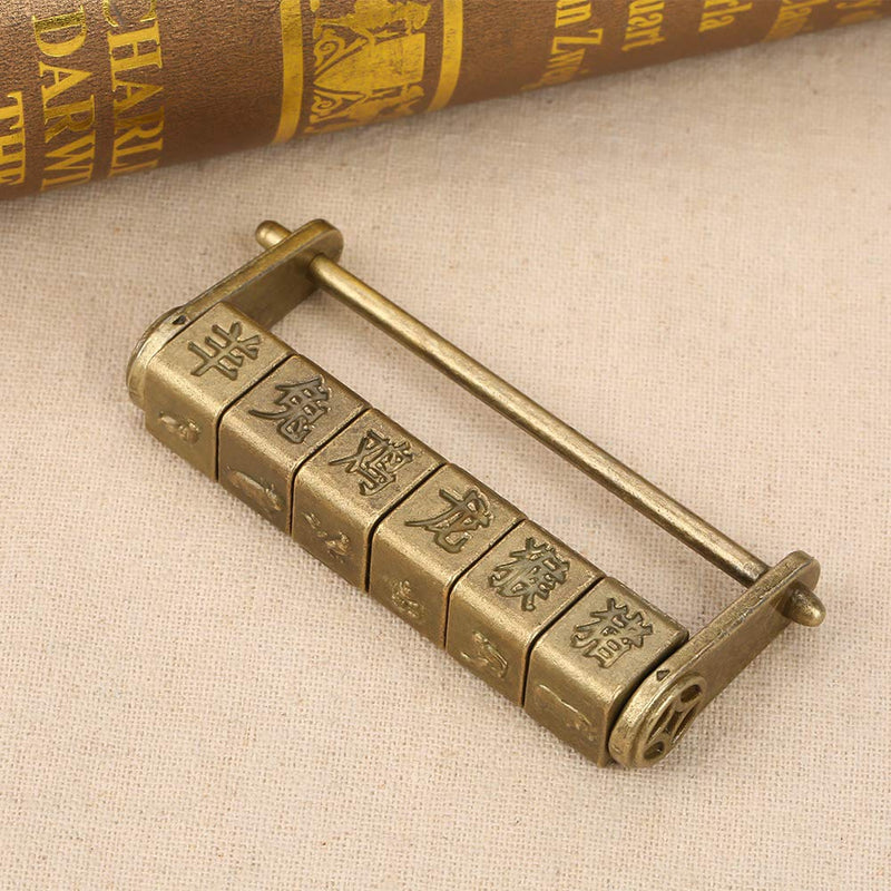 Retro Zinc Vintage Antique Chinese Old Jewelry Code Password Lock Padlock Lock Jewelry Box Padlock Hardware