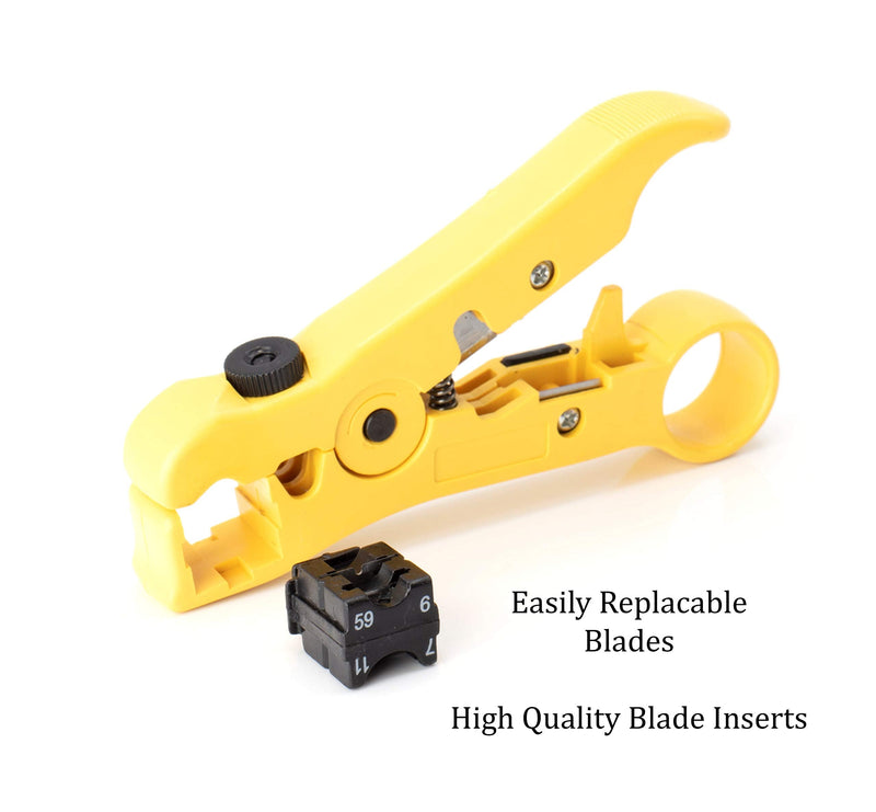 Premium Coaxial Cable Cutter/Prepping Tool for RG59, RG6, RG7, and RG11 - Stripping Tool for Category Cable- CAT6 CAT5 CAT3 Stripper - Universal for coaxial and cat Wire