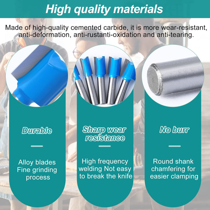6 pieces shaft floor cleaning cleaning cutter set, cutter for router 8 mm shank, surface end mill for wood, woodworking (10 mm, 15 mm, 20 mm, 22 mm, 25 mm, 30 mm) 1