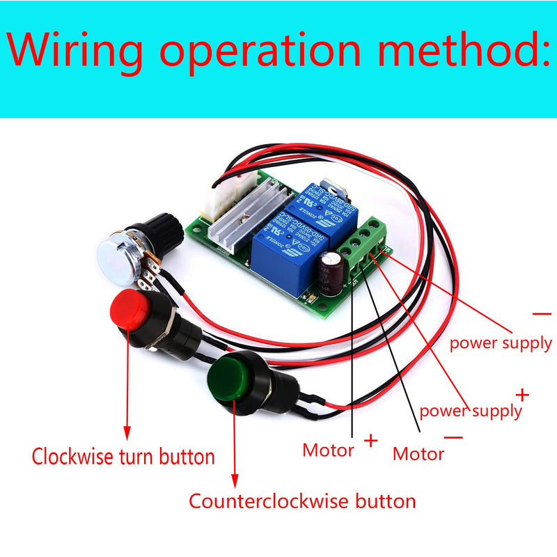 RUNCCI-YUN 6V 12V 24V DC 3A PWM Motor Speed Controller, DC Motor Controller, Reversible PWM Controller 12V 24V Forward Reverse Switch