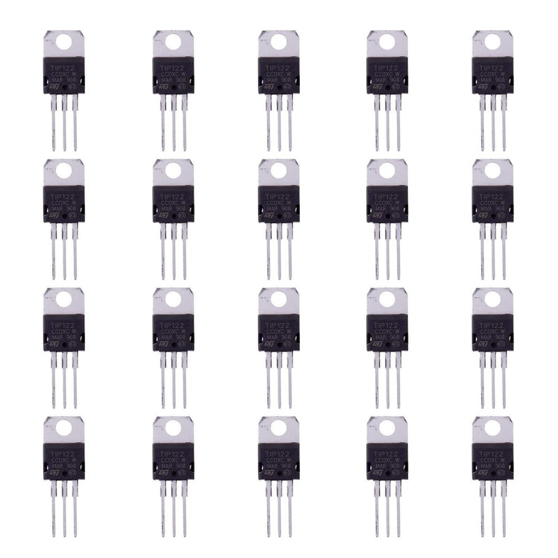 BOJACK TIP122 NPN 5 A 100 V Silicon Epitaxial Power Transistor 5 amp 100 Volt Darlington Transistors TO-220 (Pack of 20 Pcs)