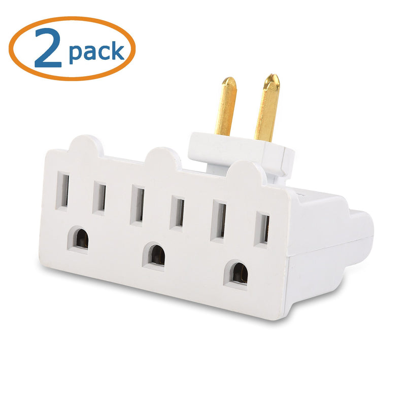 [UL Listed] Cable Matters (2-Pack) 3-Outlet Grounded 180 Degree Swivel Wall Tap, Swivel Outlet