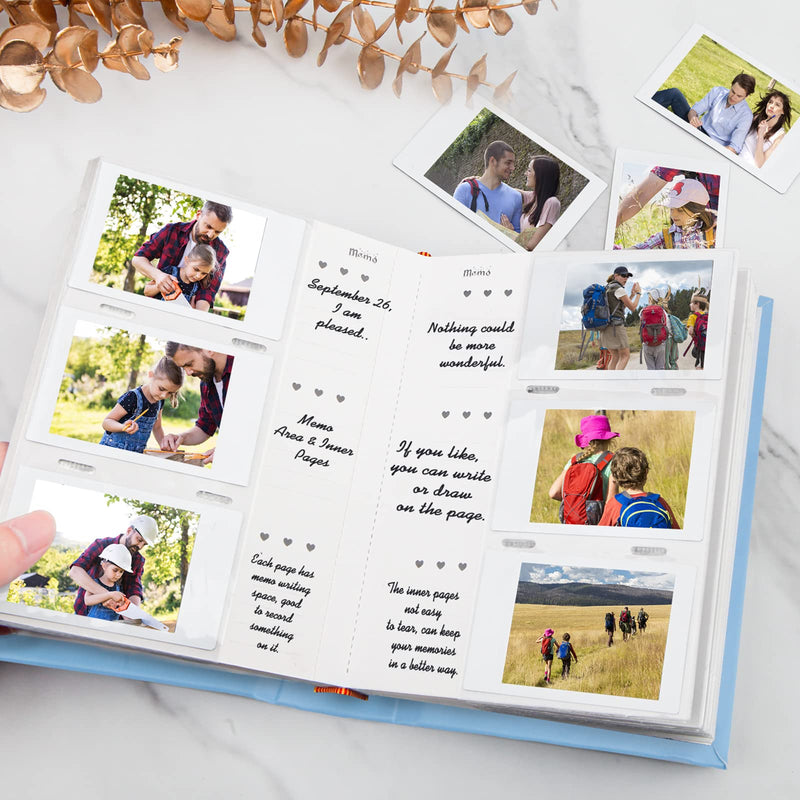 Photo Album for Fujifilm Instax Mini Camera, Polaroid Camera, Instax Photo Album with Memo Areas Mini Polaroid Photo Album Book 180 Pockets for Fujifilm Instax Mini 11 9 8 40 Evo Instant Camera, Blue