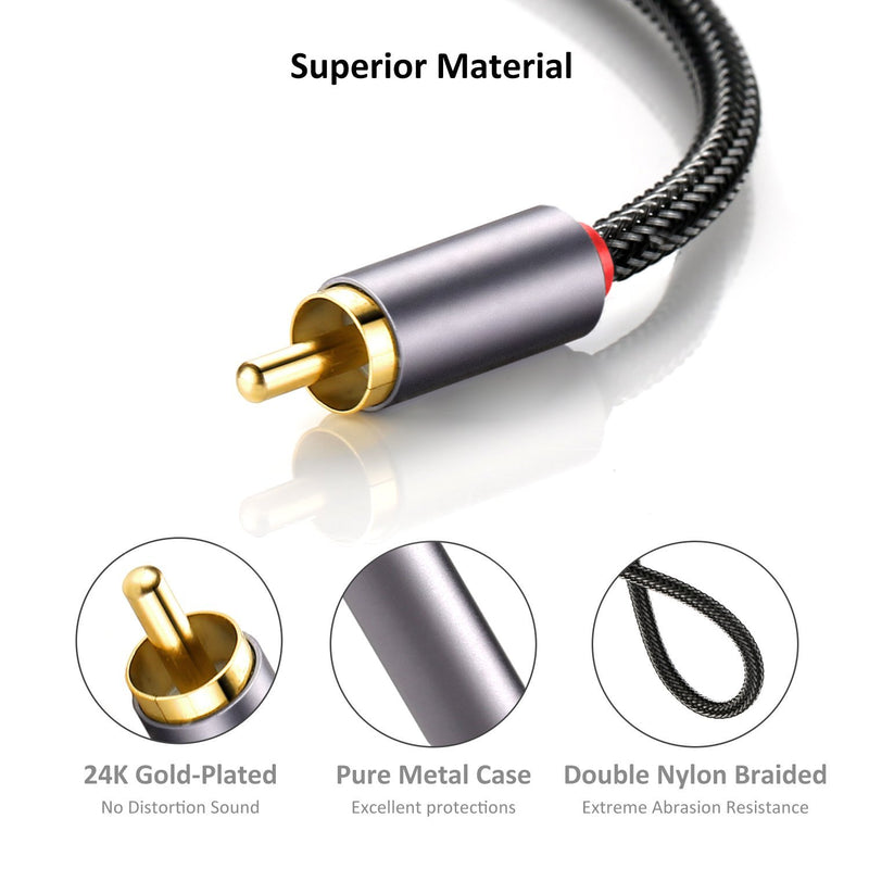 RCA to 3.5mm, DUKABEL 3.5mm to RCA Cable 2-Male RCA to AUX Cable Braided 1/8 to RCA Stereo Cable RCA Cable [24k Gold-Plated & Double-Shielded] -Top Series(4ft/1.2m) (4 Feet / 1.2 Meters)