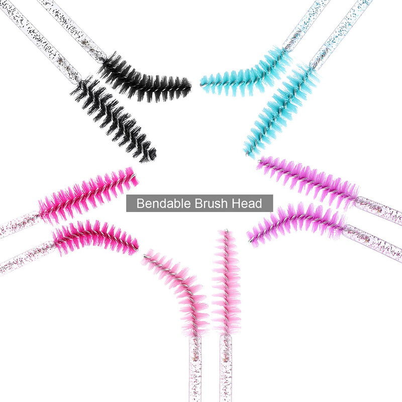 Tbestmax 500 Disposable Mascara Wands Eyelash Brush Spoolies for Eyebrow Eye Lash Extension Colorful Crystal Stick -5-color