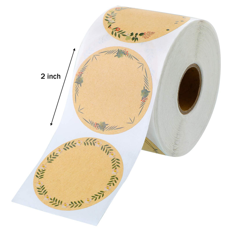 Sabary 600 Pieces Label Stickers Floral Natural Brown Kraft Stickers for Mason Jars and Lids Labels, Pantry Labels, Present Sticker Labels, Canning Labels, Bottle Labels, Spice Labels, 6 Designs