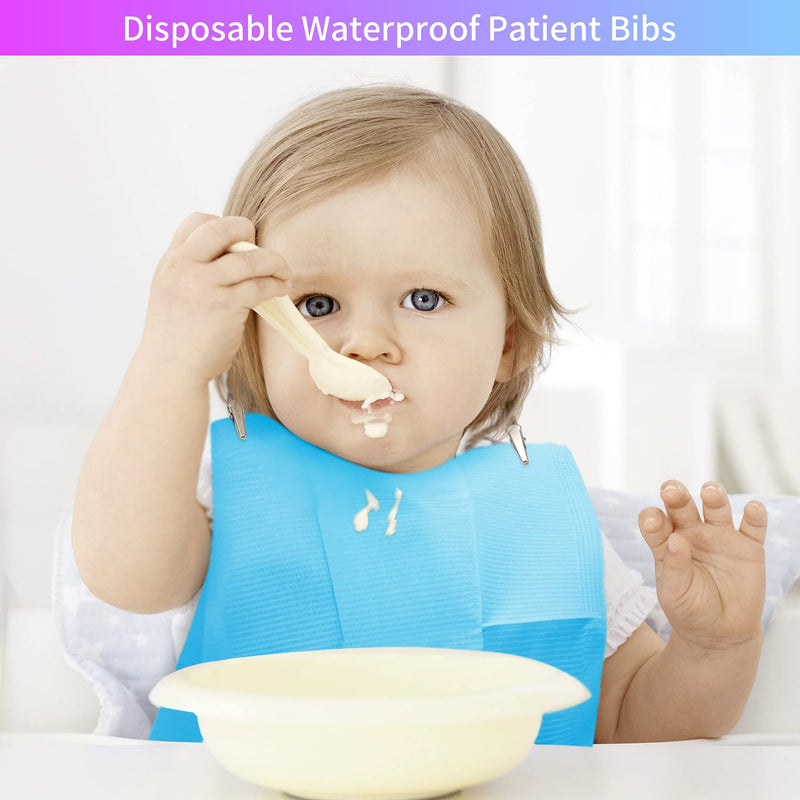 60 PCS Dental Bibs Disposable Polyback Towel Waterproof Patient Bibs, Blue Tray Covers Place Mats Great for Dentists, Nail Techs, DIY Beauty,Tattoo Artists - 13" x 18"
