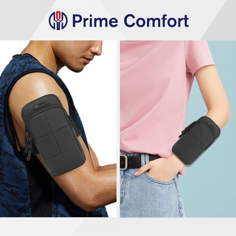 Prime Comfort Phone Arm Bands for Running, Armband Cell Phone Holder for Exercise (Black) Black