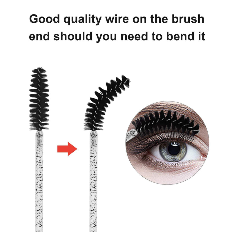 CHEFBEE 100PCS Disposable Eyelash Brush, Mascara Wands Makeup Brushes Applicators Kits for Eyelash Extensions and Eyebrow Brush with Container (Black) Black