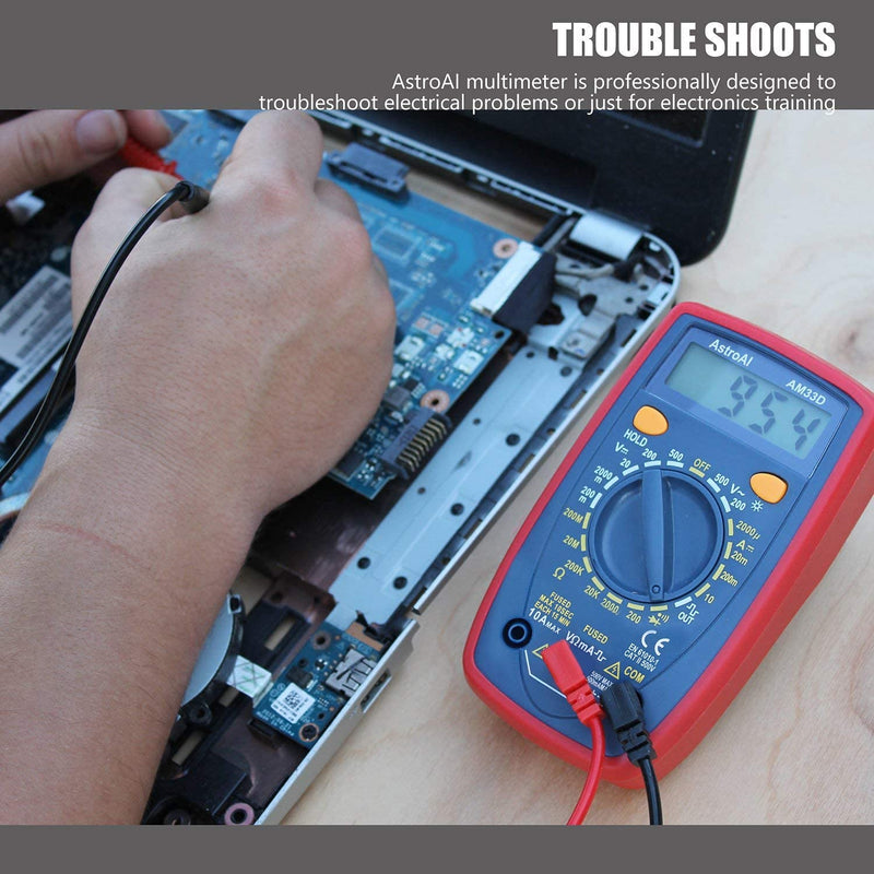 AstroAI Multimeter 2000 Counts Digital Multimeter with DC AC Voltmeter and Ohm Volt Amp Tester ; Measures Voltage, Current, Resistance; Tests Live Wire, Continuity