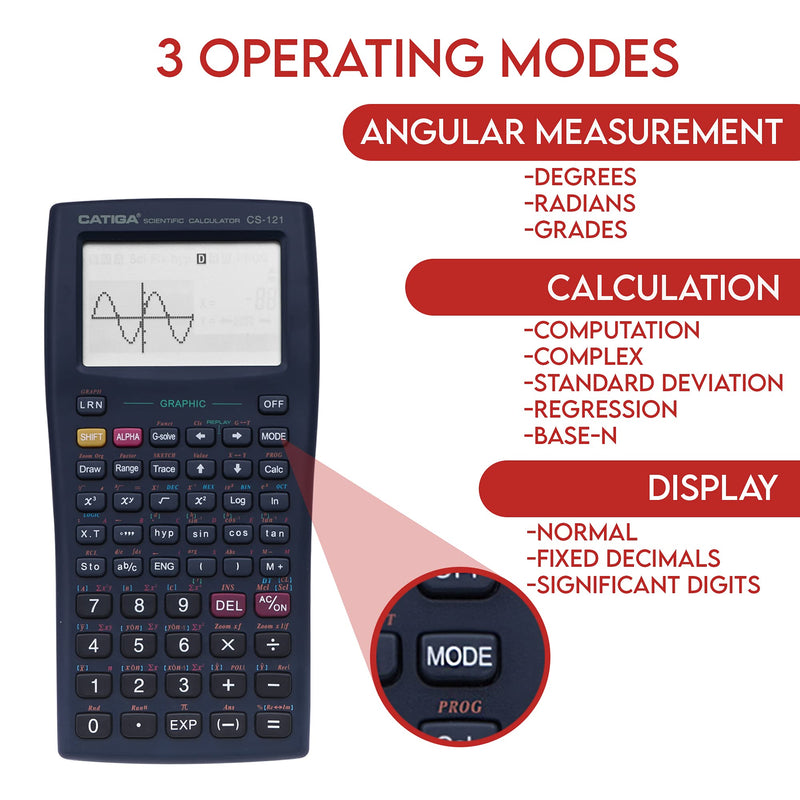 Scientific Graphic Calculator - CATIGA CS121 - Scientific and Engineering Calculator - Programmable System (Black) Black