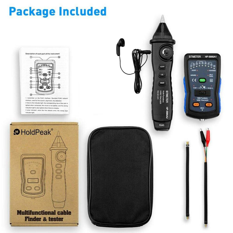 Wire Tracker Tone Generator - BTMETER BT-5900A Cable Finder for RJ11 RJ45 Ethernet LAN Network Cable Telephone Line Tester Toner Probe Kit , Continuity Checker