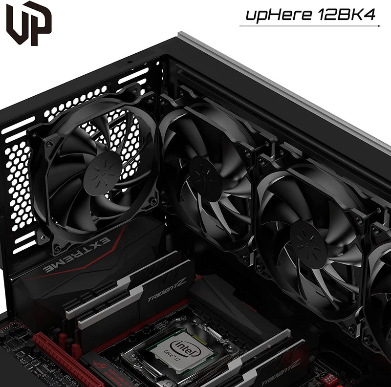 uphere 5-Pack PWM 4PIN Long Life Computer Case Fan 120mm Cooling Case Fan for Computer Cases Cooling,12BK4-5 PWM 4-Pin