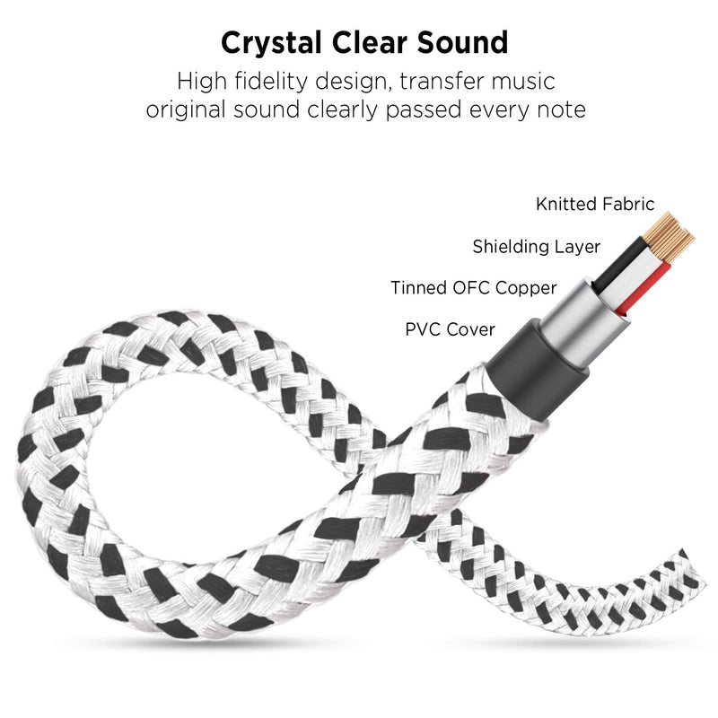 Headphone Splitter, DUKABEL Knitted 3.5mm Audio Splitter TRS 3-Pole Aux Splitter Cable for Headphones Earphones Speakers -Zebra White 9.8 inch / 25 cm Zebra White