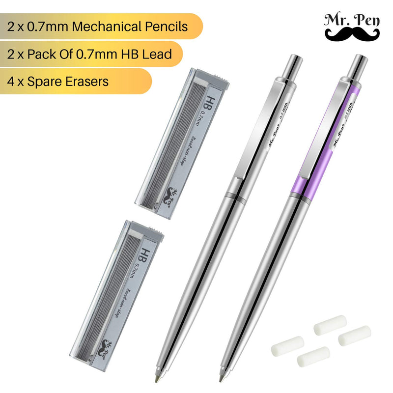 Mr. Pen- 0.7 Mechanical Pencil, 2 Pack, Mechanical Pencil with Lead and Eraser, Pencils Mechanical 0.7, Mechanical Pencils, Automatic Pencil, 0.7mm Mechanical Pencil, Mechanical Pencils for School