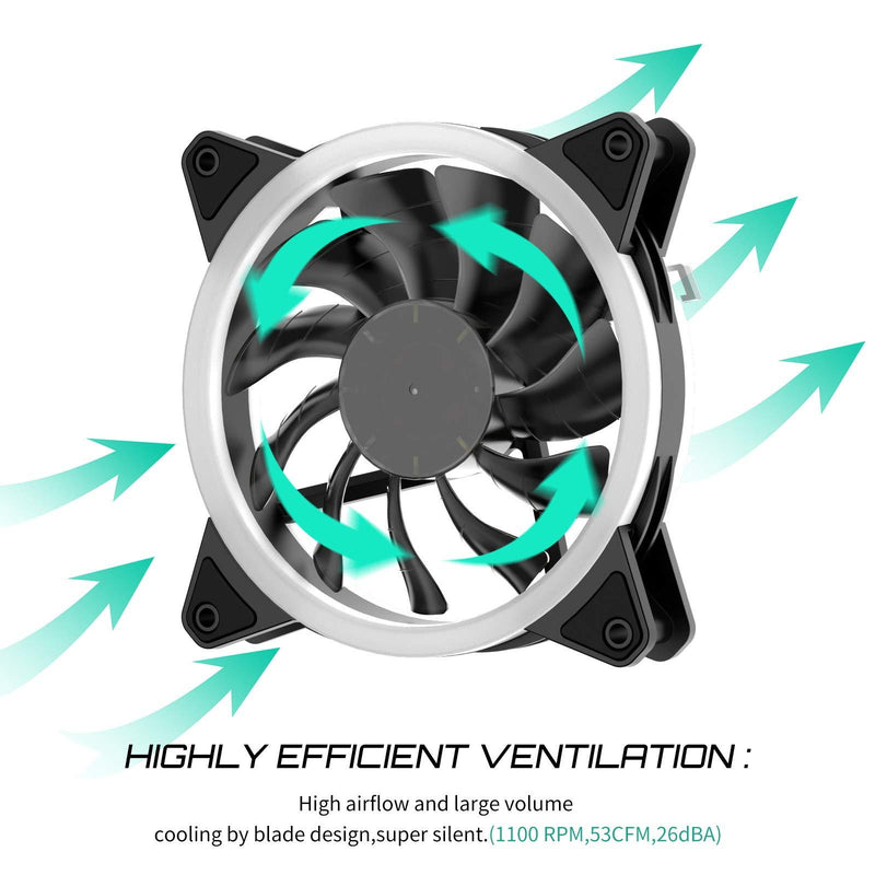 upHere Computer Case Fan 120mm LED Silent Fan for Computer Cases, CPU Coolers, and Radiators Ultra Quiet,Triple Pack Colorful Case Fan,F03