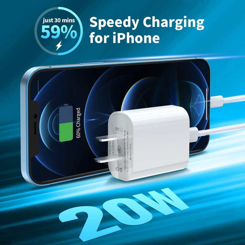 [Apple MFi Certified] iPhone Fast Charger 3Pack, iGENJUN 20W USB C Charger Wall Charger Block with PD 3.0, Compact USB C Power Adapter for iPhone 12/12 Pro/11, Galaxy, Pixel, AirPods Pro-White